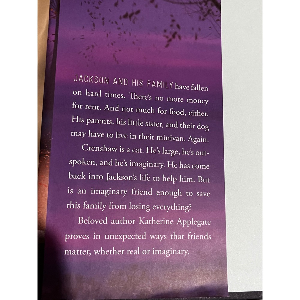 Crenshaw by Katherine Applegate Childrens Book Fiction Imaginary Friend Homeless - Picture 3 of 3